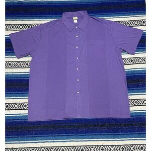Haband Mens XL Purple Pearl Snap Camp Shirt Short Sleeve Casual Western